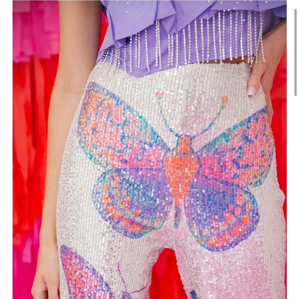 Speak now inspired butterfly sequin pants